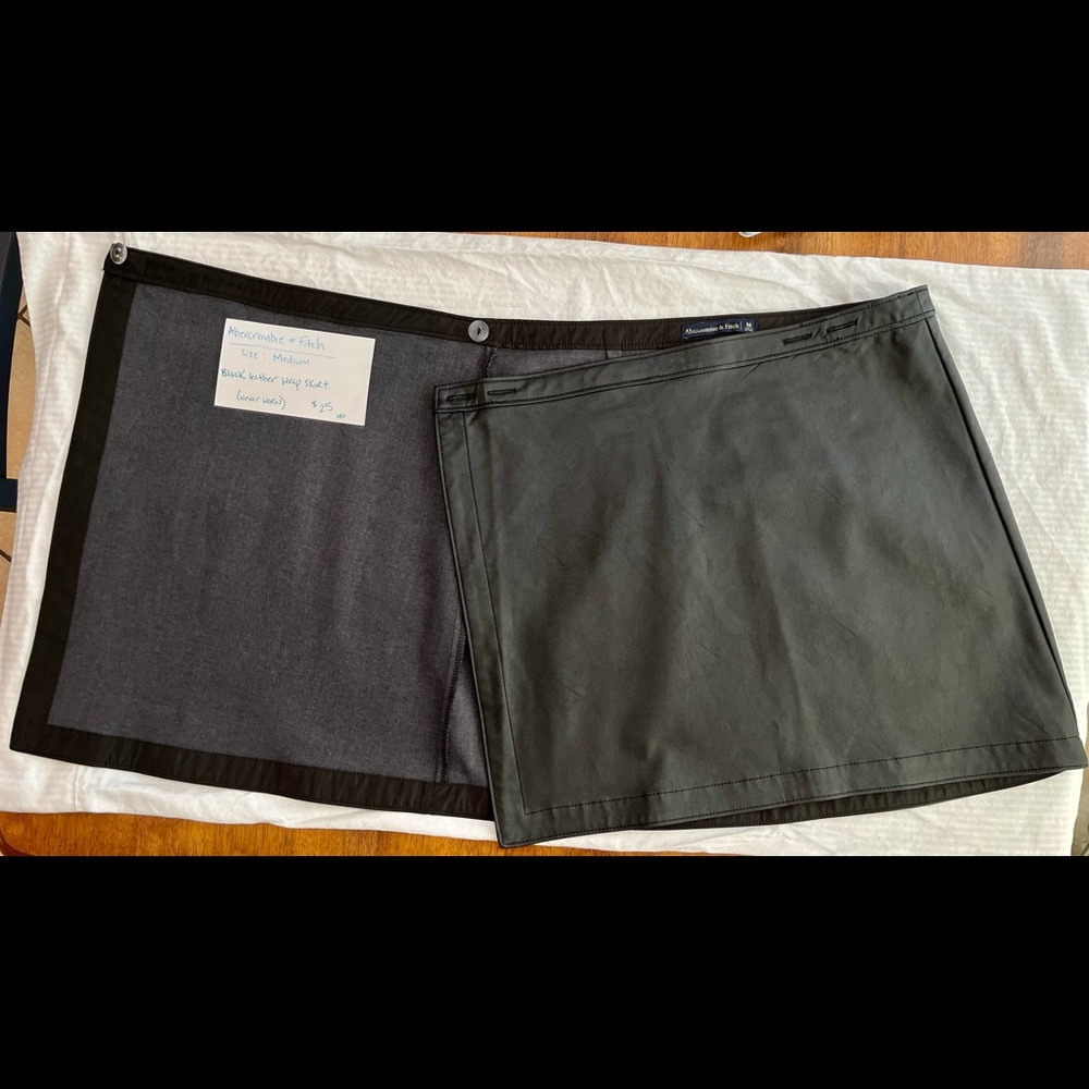 Abercrombie and fitch Black Leather wrap skirt. Medium